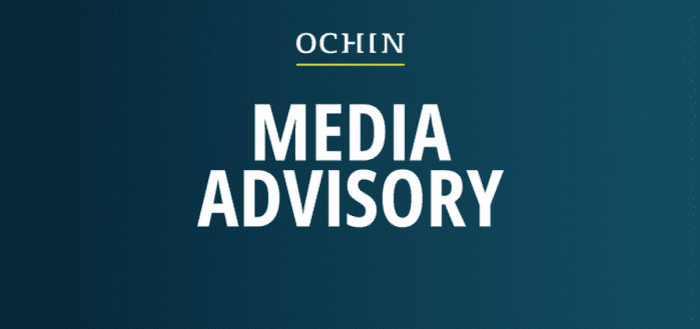 OCHIN graphic with the words "Media Advisory" on a teal background