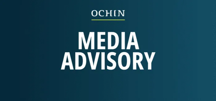 OCHIN graphic with the words "Media Advisory" on a teal background